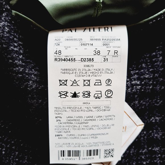 NEW Pal Zileri Wool Plaid Dark Grey Coat Jacket Size 48/S - Picture 14 of 16